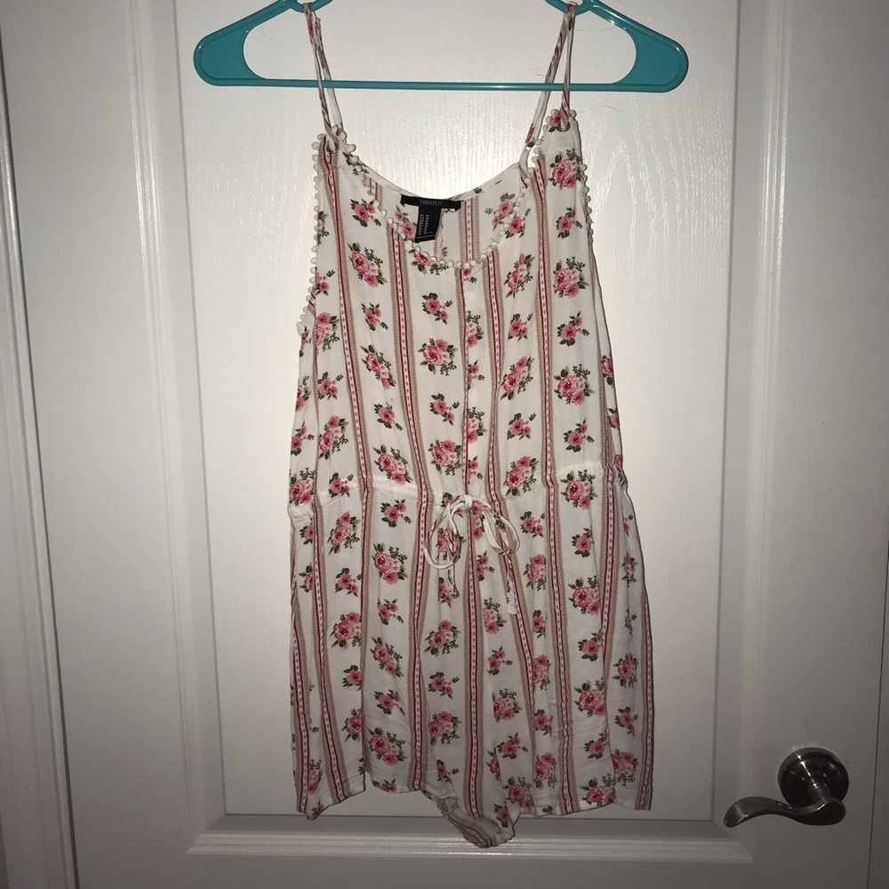 Forever 21 White and Floral Romper